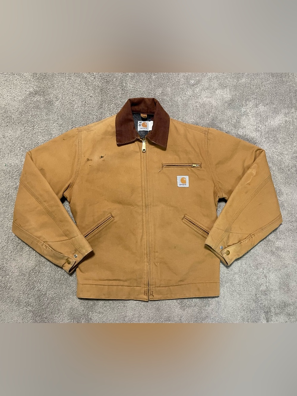 Vintage Carhartt J01 BRN Blanket Lined Detroit Jacket Mens 36 S Brown Workwear